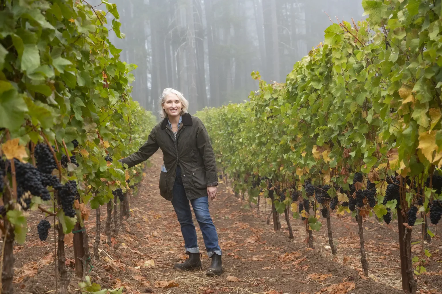 Winemaker Kate Payne Brown in the vineyard