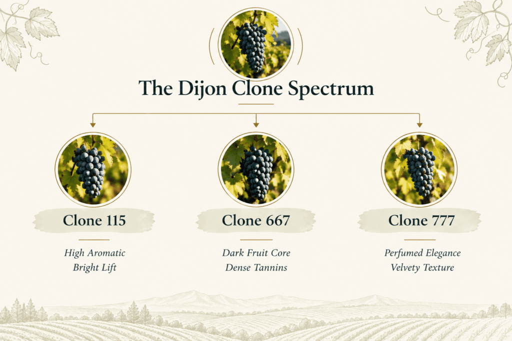 The Dijon Clone Spectrum – Pinot Noir clones 115, 667, and 777